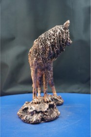 Resim Özel Tasarım Kurt Heykel Biblo Alfa Kurt Hediyelik Dekoratif Aksesuar 24 Cm Bronz 