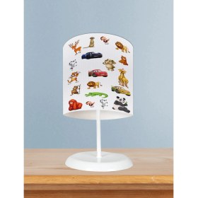 Resim Mekta Home Bebek ve Çocuk Odası Yol Hayvan ve Araba Desenli Abajur 