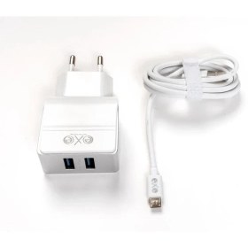Resim Exe Technology Exe 2.4A Çift USB Üniversal Şarj Aleti Micro USB Kablolu 