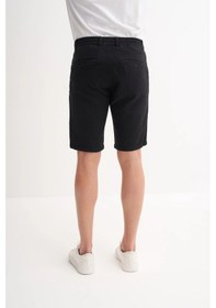 Resim Cazador Slim Fit Dar Paça Keten Bermuda Şort 6108 Siyah 