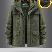 Resim Erkekler için Vintage Kışlık Ceket - Ağır Hizmet Tipi Tam Fermuarlı Kapüşonlu Mont, Bej/Kahverengi Renk Seçenekleri, İnce Katmanlı ve Polar Astarlı, Fermerli Cepler - Makinede Yıkanabilir Soğuk Hava Dış Giyim Erkeklere Özel Kayak, Snowboard ve Günlük Kışlık İdeal Ürün 