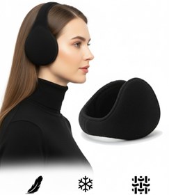 Resim Net Tekstil Siyah Polar Kışlık Ense Tipi Kulaklık Soğuk Geçirmez Unisex Pamuklu 