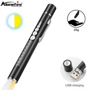 Resim Alonefire Yüksek Parlaklık USB Şarj Edilebilir LED El Feneri, 3000K/5500K Çift Renk Beyaz ve Sarı Işık, Paslanmaz Çelik Gövde ile Taşınabilir Kalem Meşalesi, Açık Kamp, Ev Kullanımı, Doktorlar ve Acil Işık için İdeal, Kamp LED Işıkları 