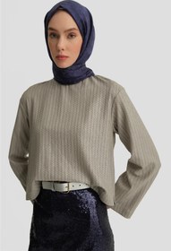 Resim Armine Simli Örme Bluz 25y3714 Gri 