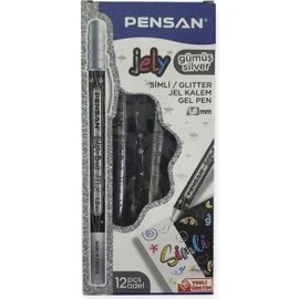 Resim Pensan Jel Kalem 2800 Gümüş Jely Glitter Simli 12'li Paket 