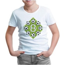 Resim Lord Tshirt 8 Years Old Birthday With Soccer Balls On The Field Beyaz Çocuk Tshirt 001 