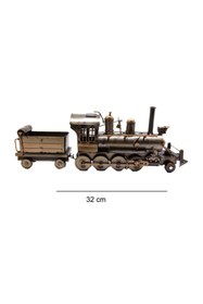 Resim ehobim Vintage Eskitme Vagonlu Metal Lokomotif Tren 32cm 