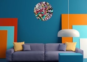 Resim Tİ-PLAY MÜZİK KARAOKE 30X30CM AKRİLİK DEKORATİF MODERN DUVAR SAATİ 