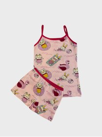 Resim elmas kids Kız Çocuk Pamuklu Lila Tavşan Kuğu Desenli Atlet Boxer Takımı 