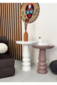 Resim AYLESA Ahşap 2’li Set Mantar Yan Sehpa Modern Renkli Fiskos Zigon Çiçeklik 