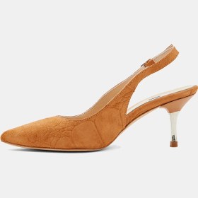 Resim Desa Kadın Turuncu Kroko Desenli Sivri Burunlu Süet Stiletto 