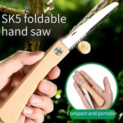 Resim 1 adet SK5 Karbon Çelik Katlanır El Testeresi - Taşınabilir Kompakt Tasarım Ergonomik Ahşap Sap ve Sivri Bıçaklı Kamp, Bahçe, DIY Ahşap İşleri için - Elektrik Gerektirmez Açık Hava Aracı, Bahçe Budama Testeresi, Kamp Gereçleri, Dayanıklı Yapı 