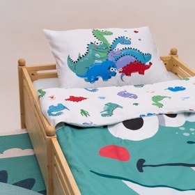 Resim Dinotopia Çift Taraflı Pamuk Saten Çok Renkli Çocuk Nevresim Seti 140x200cm 