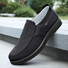 Resim Erkek Rahat Kayma Spor Ayakkabı - Nefes Kumaş Üst, Dayanıklı Kauçuk Taban, Düşük-Top Rahatlık için Casual Giyim, Koşu & Açık Hava Aktiviteleri - Siyah, Bahar Moda Ayakkabı, Günlük Rahatlık Ayakkabı, Şık Ayakkabı Tasarımı, Esnek Rahatlık Tabanı 