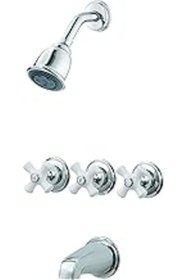 Resim SanalAMCA Store Pfister Lg01-8Cpc 3 Küvet Ve Duş Bataryası Metal Çapraz Kulplu, Cilalı Krom 