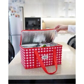 Resim Termo Lüks Piknik Çantası Kırmızı Ekoseli 35 x 20 x 20 cm 