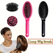 Resim 1 Adet Döngü Peruk Fırçası Anti-Dolaşma Naylon Kıllar & Ergonomik Saplı - Uzantılar, Toupeler, Sentetik Saç için Detangling Tarak - Tüm Saç Tipleri İçin Unisex Saç Şekillendirme Aracı (Gül/Siyah), Şık Saç Fırçası, Dayanıklı Plastik Sap, Rahat Tutuş 