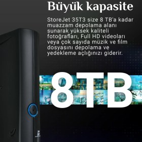 Resim Transcend TS8TSJ35T3 8tb 3.5" USB 3.1 Storejet 35T3 Taşınabilir Disk 