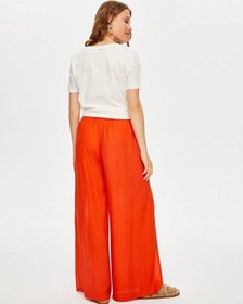 Resim Faik Sönmez Resort Önü Yırtmaç Detaylı Viskon Keten Wide Leg Fit Pantolon S25pnt047 Us25pnt04778 Nar Çiçeği 
