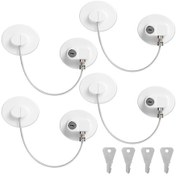 Resim Kapılar, Pencereler Ve Buzdolapları, Çekmeceler, Çamaşır Makineleri İçin 4 Anahtarlı Çocuk Güvenlik Pencere Kilidi, Çocuk Güvenliğine Odaklı 