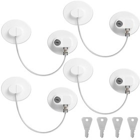 Resim Kapılar, Pencereler Ve Buzdolapları, Çekmeceler, Çamaşır Makineleri İçin 4 Anahtarlı Çocuk Güvenlik Pencere Kilidi, Çocuk Güvenliğine Odaklı 