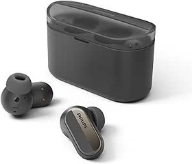 Resim Philips TAT6908BK True Wireless kulaklık, kulak içi Bluetooth kulaklık, IPX4 su sıçramasına karşı koruma, şarj çantalı 28 saat oynatma, 4 silikon kulak tıkacı boyutu, mikrofon, USB-C kablosu, siyah 