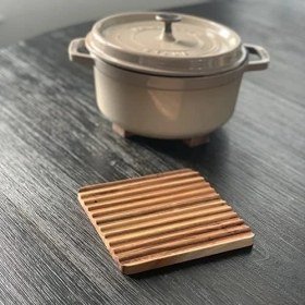 Resim Trivet, 2'li Set Akasya Ahşap Bulaşıklık 