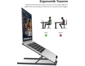 Resim Storemax Bix Saiji X2 Taşıma Çantalı Alüminyum Notebook Laptop Standı Gümüş 