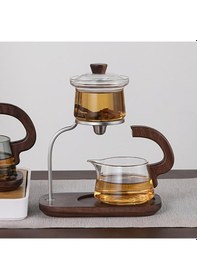 Resim Qerhome Akasya Detaylı Borosilikat Cam Manyetik Özellikli Japon Stili Lüks Bitki Çayı Demliği 350 Ml Şeffaf 