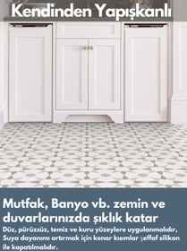 Resim Technojet Kendinden Yapışkanlı Karo PVC Mutfak Banyo Tezgah Kaplama Sticker 4Adet 30cm×30cm 