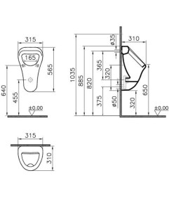 Resim Vitra Arkitekt Pisuvar Arkadan Su Girişli Arkadan Çıkışlı 6201L003-0199 