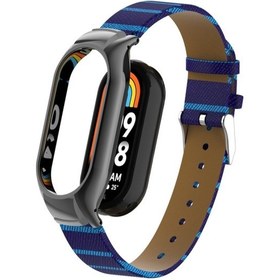 Resim Sones Xiaomi Mi Band 8 Entegre Metal Kasa + İkincil Renk Deri Saat Kordonu 