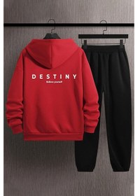 Resim Unisex Destiny Baskılı Eşofman Takımı Kırmızı 