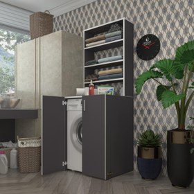 Resim Kenzlife Çamaşır Makinesi Dolabı Halifman Gri 180*066*55-20 Banyo Kapaksız Arkalıksız 