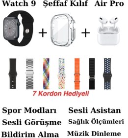 Resim TekizTeknoloji Watch 9 Akıllı Saat Hx Duo Watch 9 Akıllı Saat & 7 Kordon Şeffaf Kılık Ve Kulaklık Hediyeli 