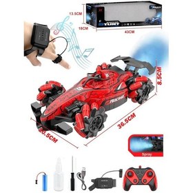 Resim Uzaktan Kumandalı Şarjlı El Kontrollü Müzikli Işıklı Duman Atan F1 Oyuncak Araba Kırmızı Kırmızı 