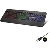 Resim Büro Ev Ofis Bilgisayar Klavyesi İçin Siyah Kablolu Q Led Oyuncu Klavyesi 