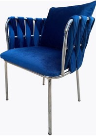 Resim Evimeaksesuar Sarmaşık Tekli Sandalye & Berjer Metal Nikel Kaplamalı-Kadife 