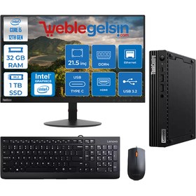 Resim Lenovo Thinkcentre M70Q-TINY Gen 3 Intel Core i5 12400T 32GB 1TB SSD Intel UHD 730 Freedos 21.5'' FHD Mini Masaüstü Bilgisayar 11T30038TXM10 