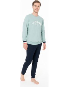 Resim U.S. Polo Assn. Erkek Lisanslı Kışlık Uzun Kol Pijama Takım 18943 Mint 