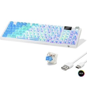 Resim Kablosuz Mekanik Gaming Klavye Rgb Blue Switch 95 Tuş - Mavi Beyaz Mf1705m 