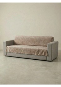 Resim Sofline Kaymaz Tabanlı Tay Tüyü Çekyat, Koltuk, Kanepe Örtüsü Bej Renk 175x210cm Bej 