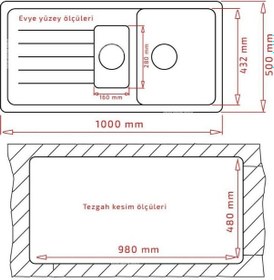 Resim Ukinox Valente D-150L Croma Granit Evye Gri 