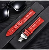 Resim Bambu Desen Hakiki Deri Saat Kayışı Inek Derisi Kordonlu Saat 18/20/22/24mm Red-silver 24mm 