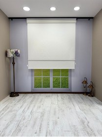 Resim Çiftli Sistem Keten Tül Ve %100 Blackout Karartma Beyaz Stor Perde Beyaz 