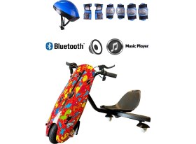 Resim Citymate Drift Car Bluetooth Hoparlörlü Graffiti Desenli Drift Scooter Kask-Dizlik Seti Hediyeli 