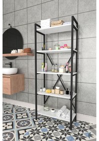 Resim Wood House Beyaz Açelya Çok Amaçlı Banyo Rafı Beyaz 