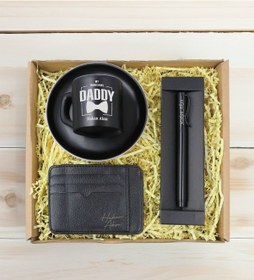 Resim Bk Gift Kişiye Özel İsimli Baba Temalı Siyah Türk Kahvesi Fincanı&metal Kalem Kartlık Cüzdan Hediye Seti-5, Babaya Hediye, Babalar Günü Hediyeleri Kob 