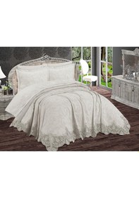 Resim Boğaziçi 6 Parça Şönil Nakışlı Pike Takımı Krem Krem 