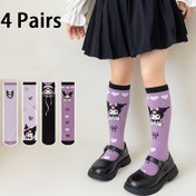 Resim 4 Çift Sanrio for kuromi için Kalp ve Kurdele Tasarımı ile Uzun Çoraplar - Kadınlar için Mor Ayak Bileği Çorapları, Sevimli Karikatür Desenleri, Günlük veya Lolita Tarzı Kıyafetler için Mükemmel, Sevimli Çoraplar, Lolita Tarzı Moda, Eğlenceli Tasarım, Yumuşak Dokulu 